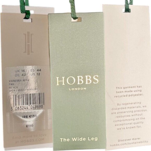 Hobbs London Wide Leg Vanessa Crepe Trousers - Black - 12 US/16 UK - Picture 9 of 9